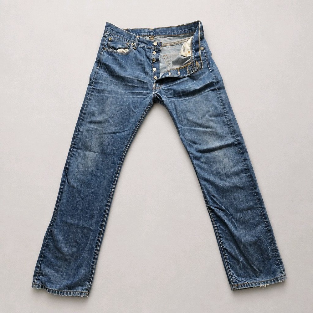 Levis 501 Original Fit Jeans Mens 36x34 Medium Wash Blue Button Fly Straight Leg